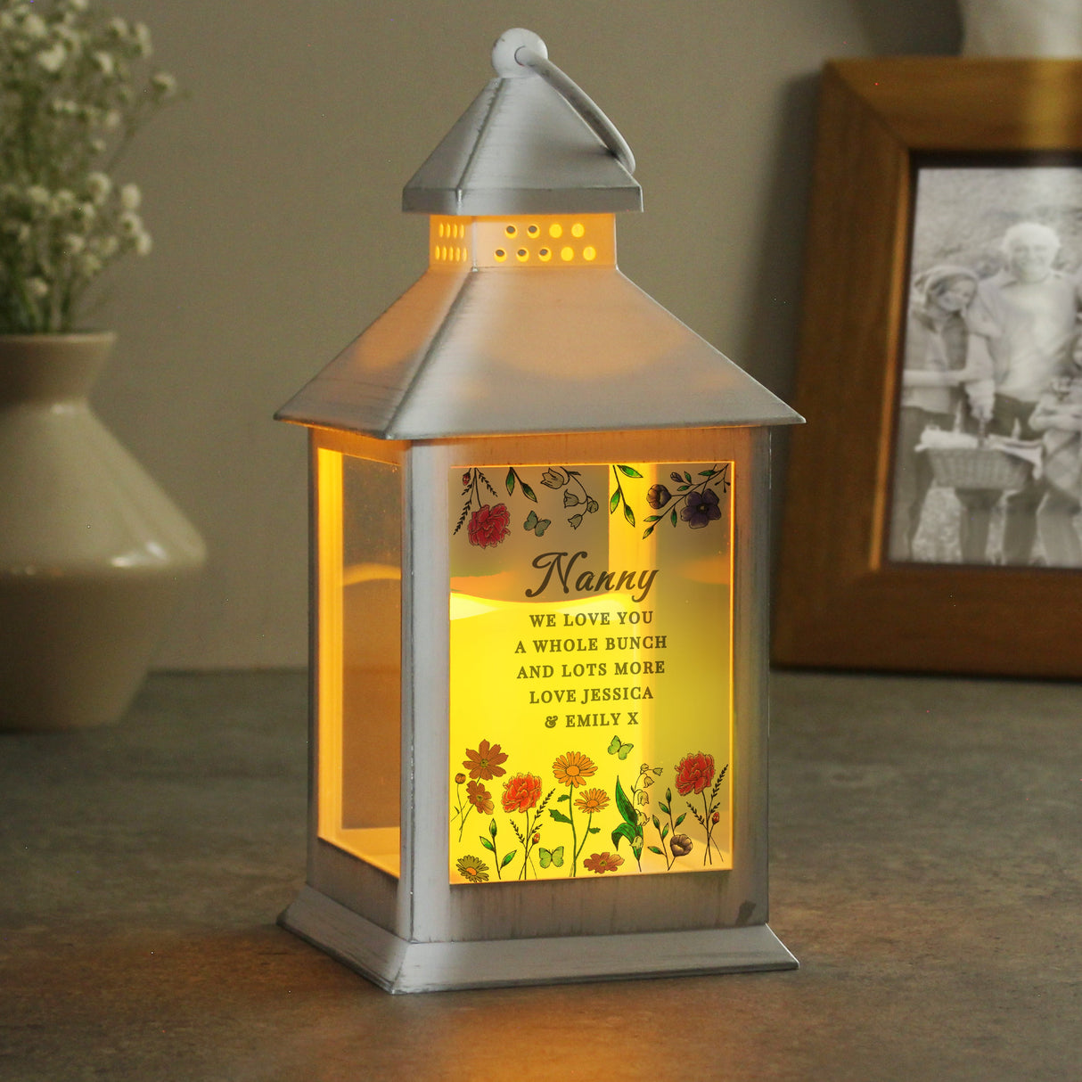 Personalised Wild Flowers LED Lantern: 1 - LED Lighting By Gift Moments
