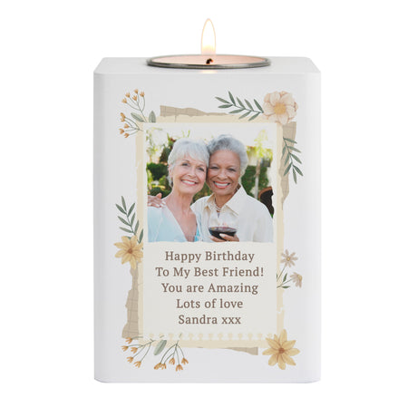 Personalised Wild Flowers Photo Tealight Holder: 5 - Candle Holders By Gift Moments