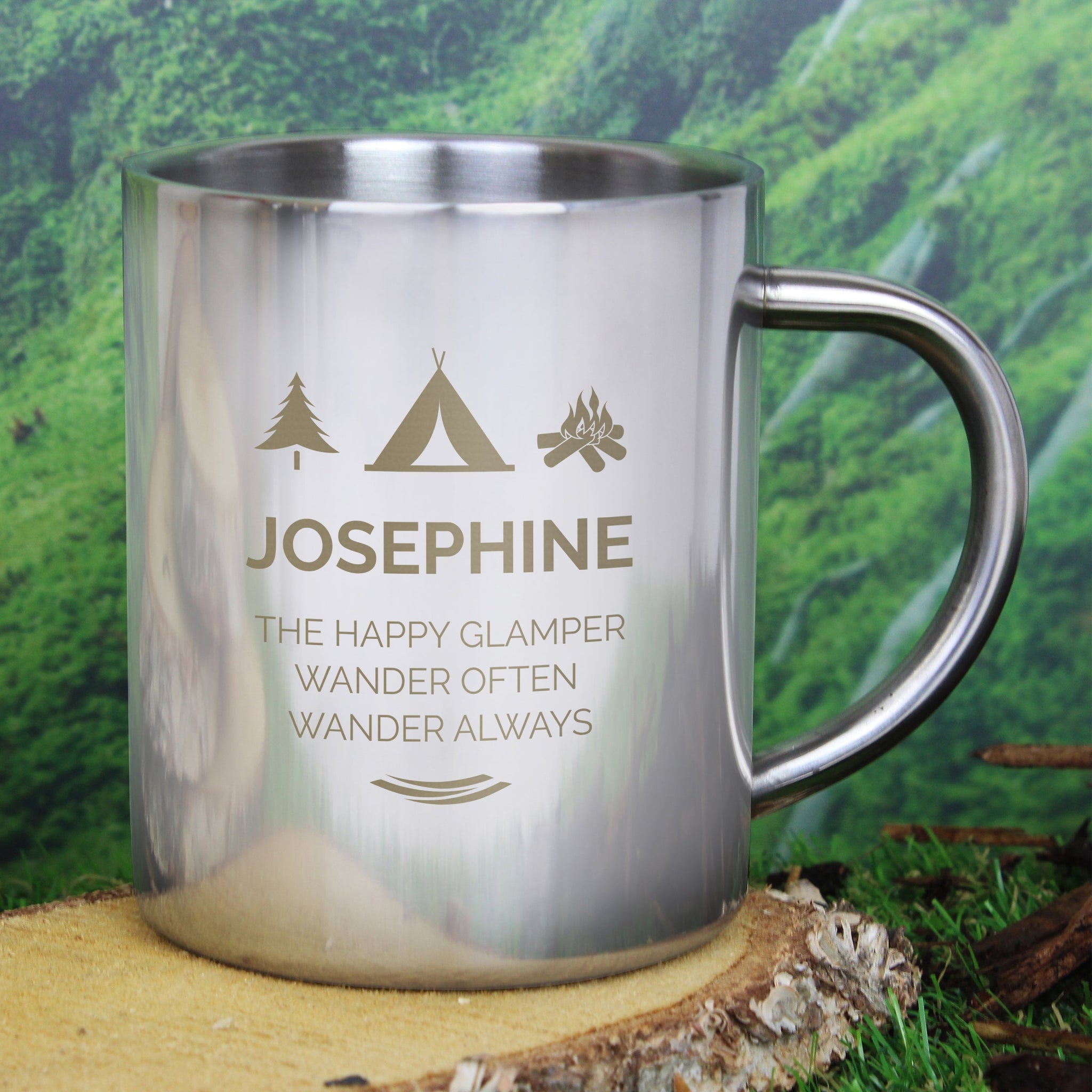 Personalised ’Wilderness Wanderer’ Stainless Steel Mug: 6 - Outdoor Mugs By Gift Moments