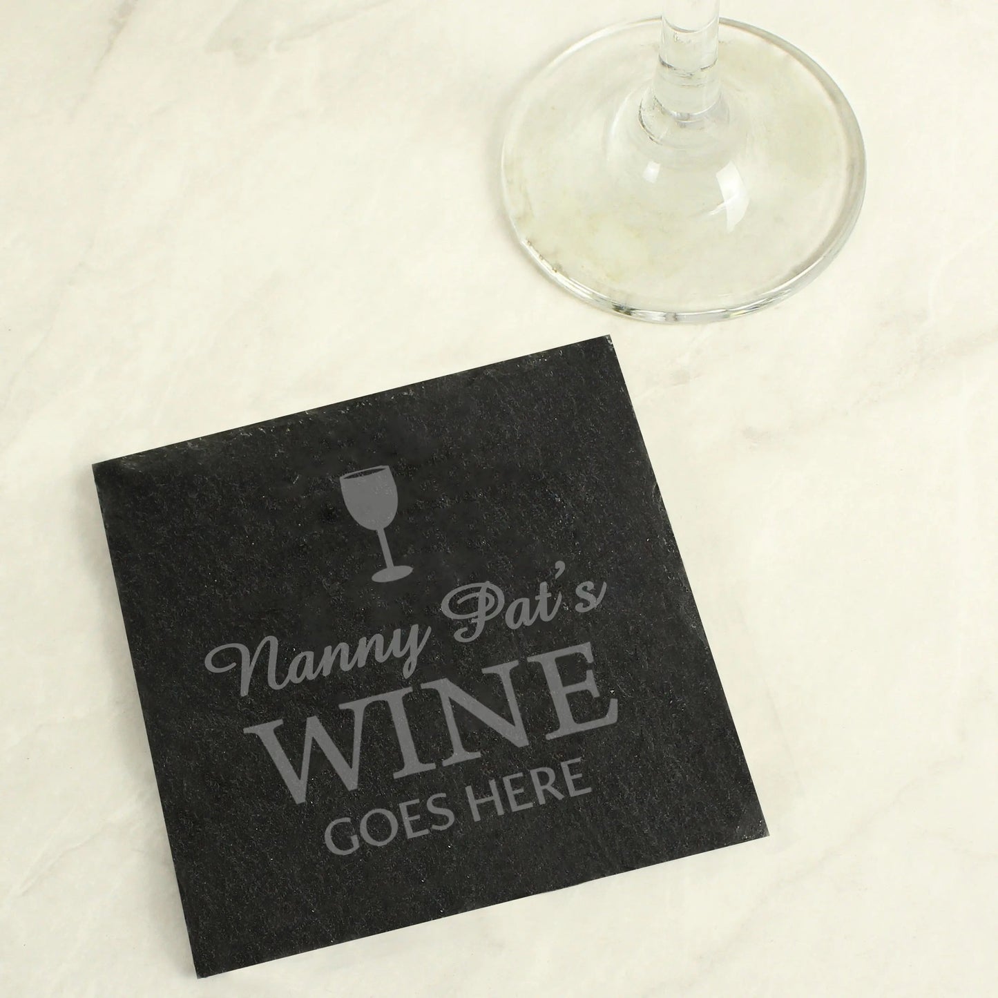 Personalised Wine Goes Here... Single Slate Coaster: 1 - Coasters By Gift Moments