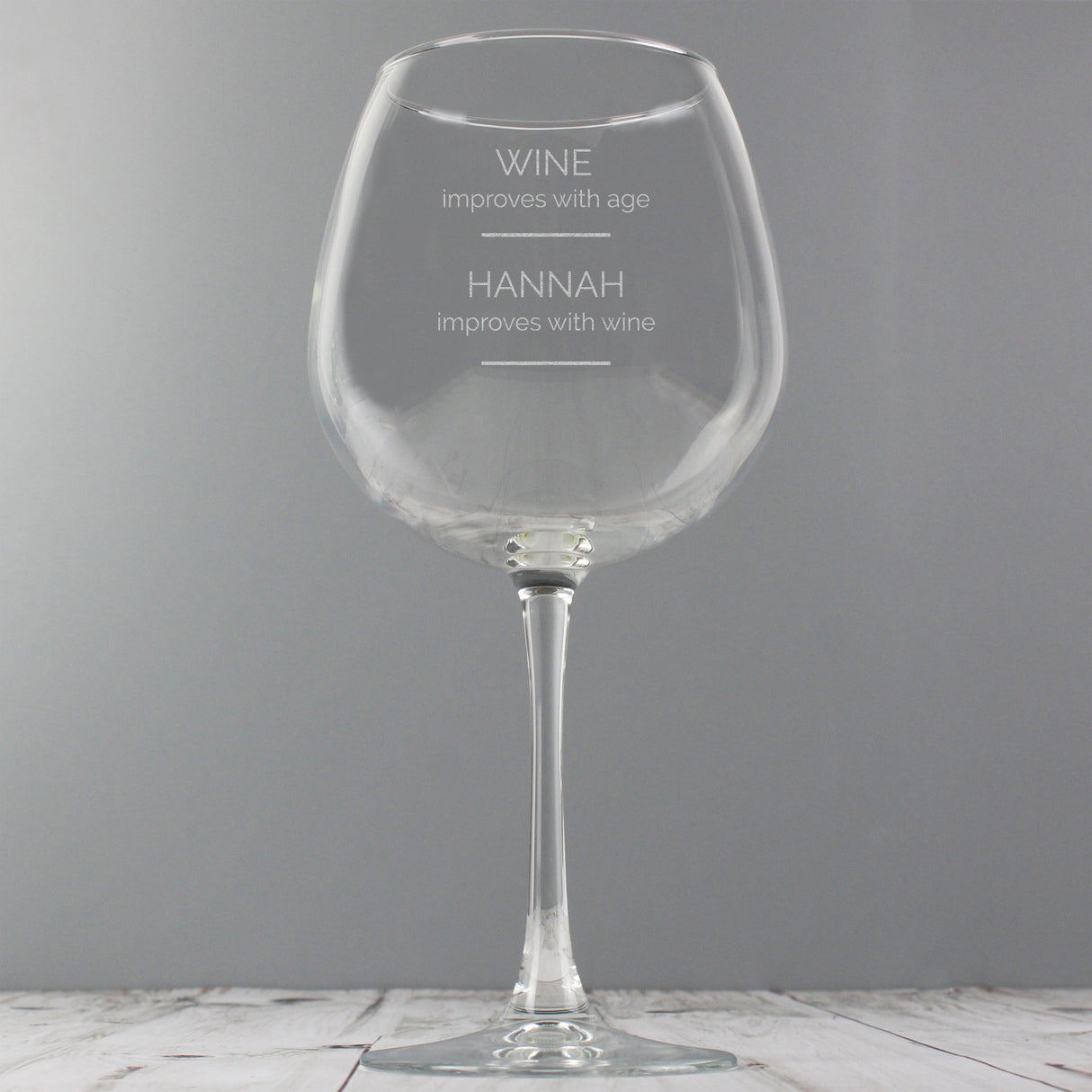 Personalised ’Wine Improves with Age’ Bottle of Wine Glass: 3 - Wine Glasses By Gift Moments