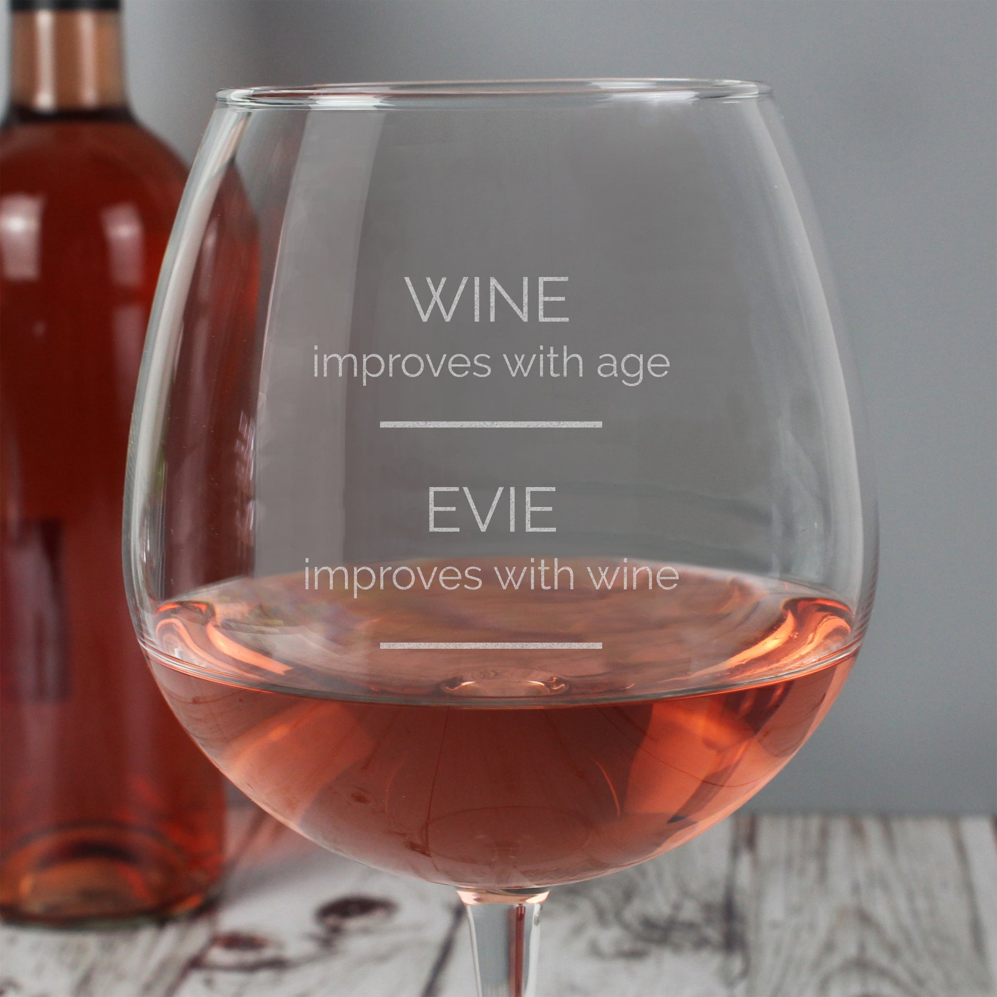 Personalised ’Wine Improves with Age’ Bottle of Wine Glass: 4 - Wine Glasses By Gift Moments