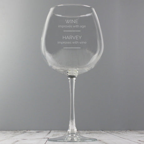 Personalised ’Wine Improves with Age’ Bottle of Wine Glass: 5 - Wine Glasses By Gift Moments