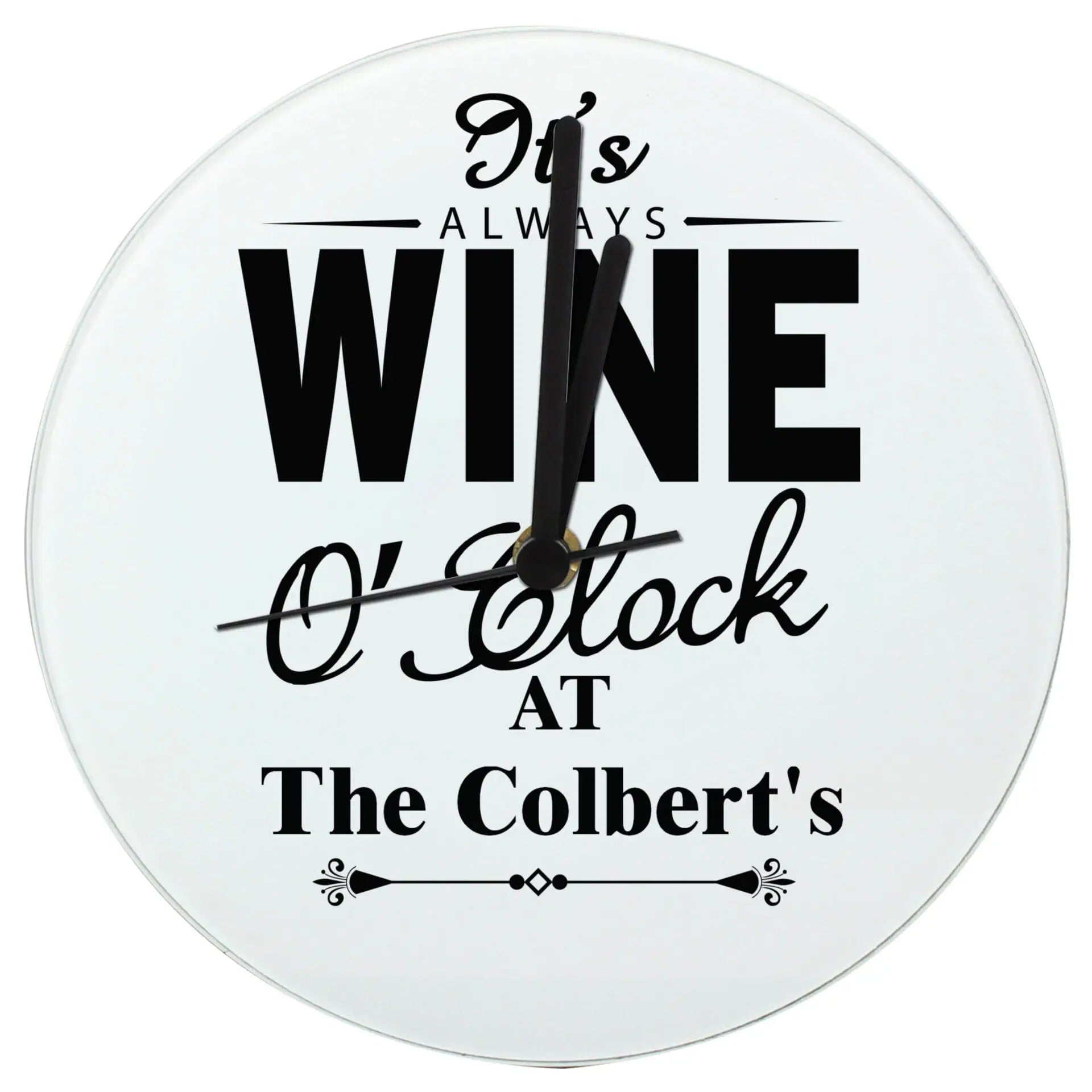 Personalised Wine OClock Clock: 3 - Clocks By Gift Moments