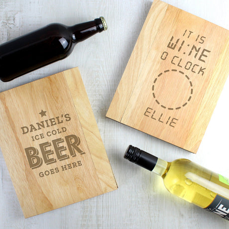 Personalised Its Wine O’Clock Wooden Sofa Tray: 2 - Coasters By Gift Moments