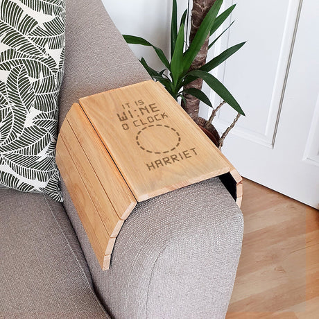 Personalised Its Wine O’Clock Wooden Sofa Tray: 3 - Coasters By Gift Moments