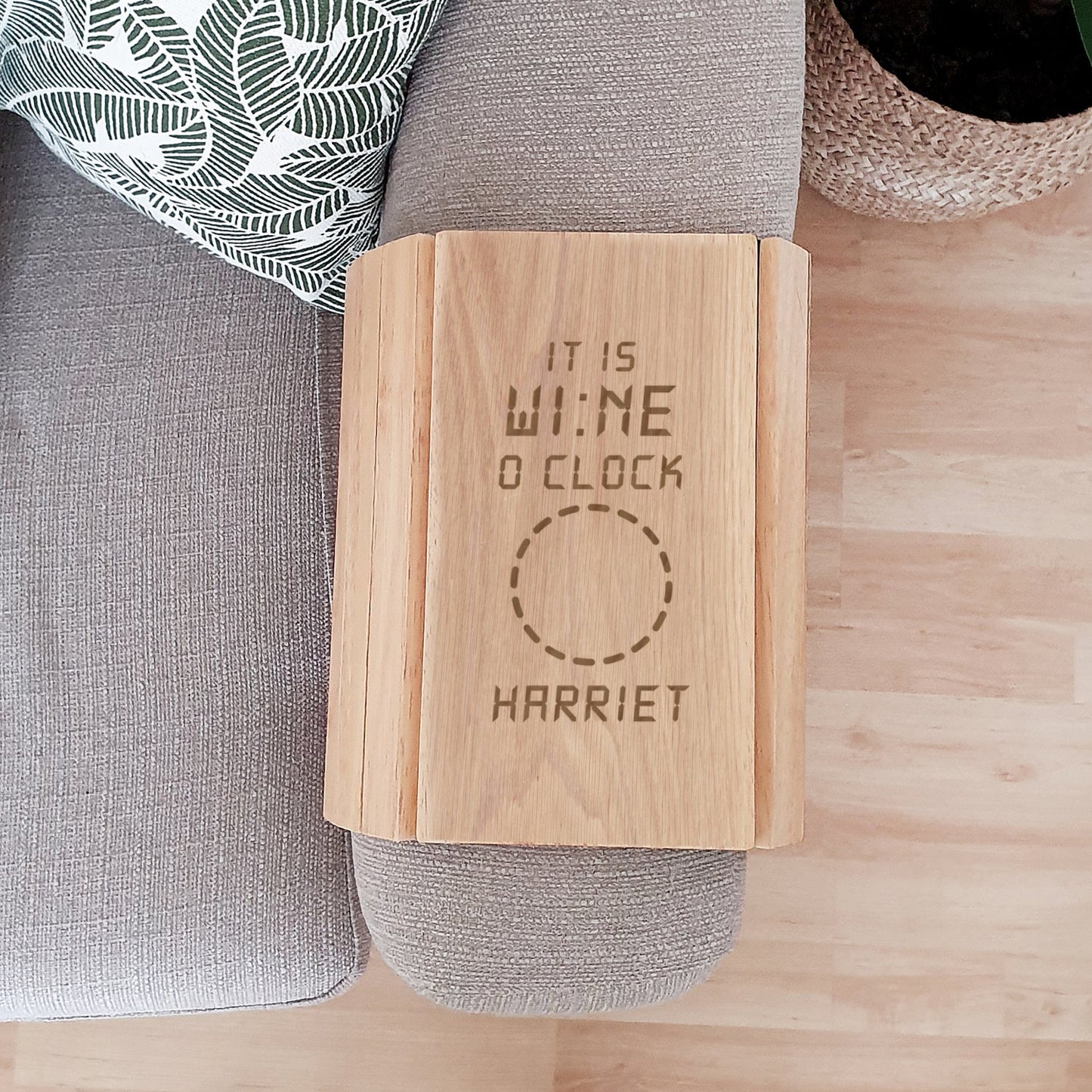 Personalised Its Wine O’Clock Wooden Sofa Tray: 1 - Coasters By Gift Moments