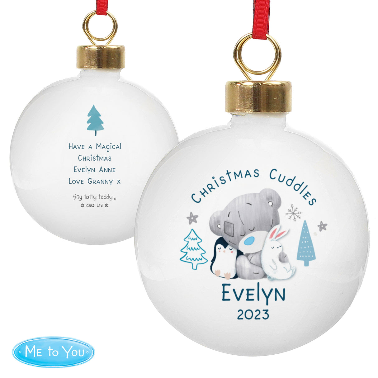 Personalised Winter Explorer First Christmas Tiny Tatty Teddy Bauble: 5 - Christmas Baubles