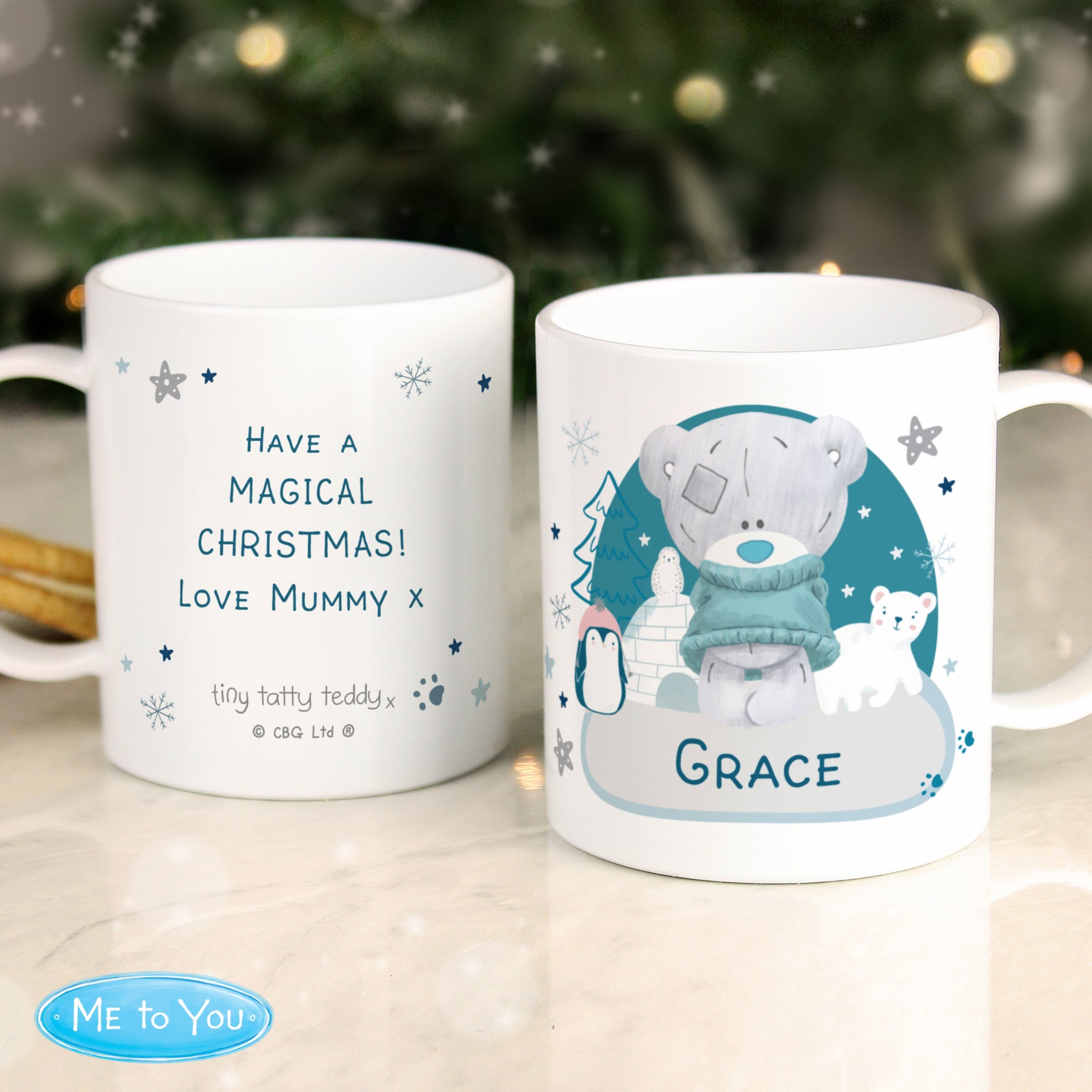 Personalised Winter Explorer Tiny Tatty Teddy Plastic Mug: 3 - Plastic Mugs