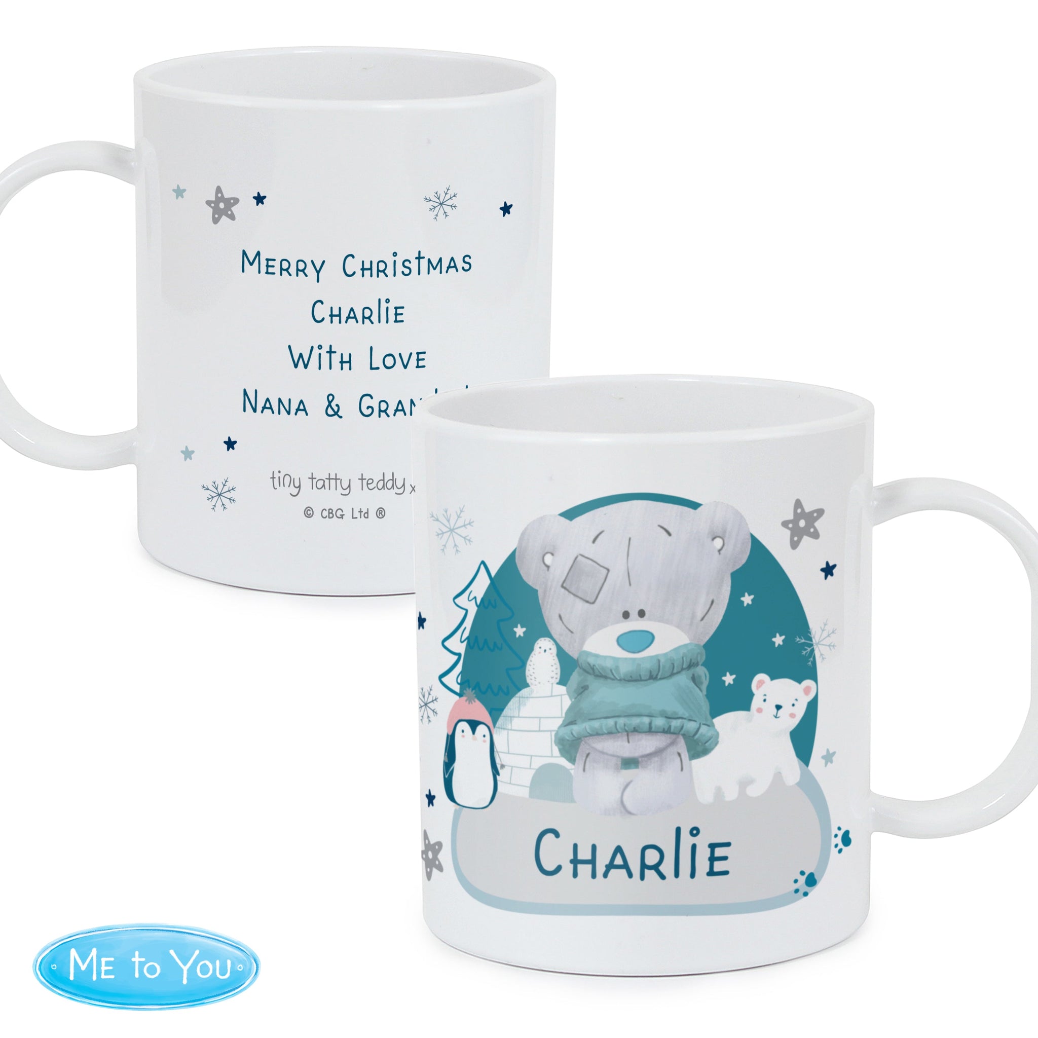 Personalised Winter Explorer Tiny Tatty Teddy Plastic Mug: 4 - Plastic Mugs