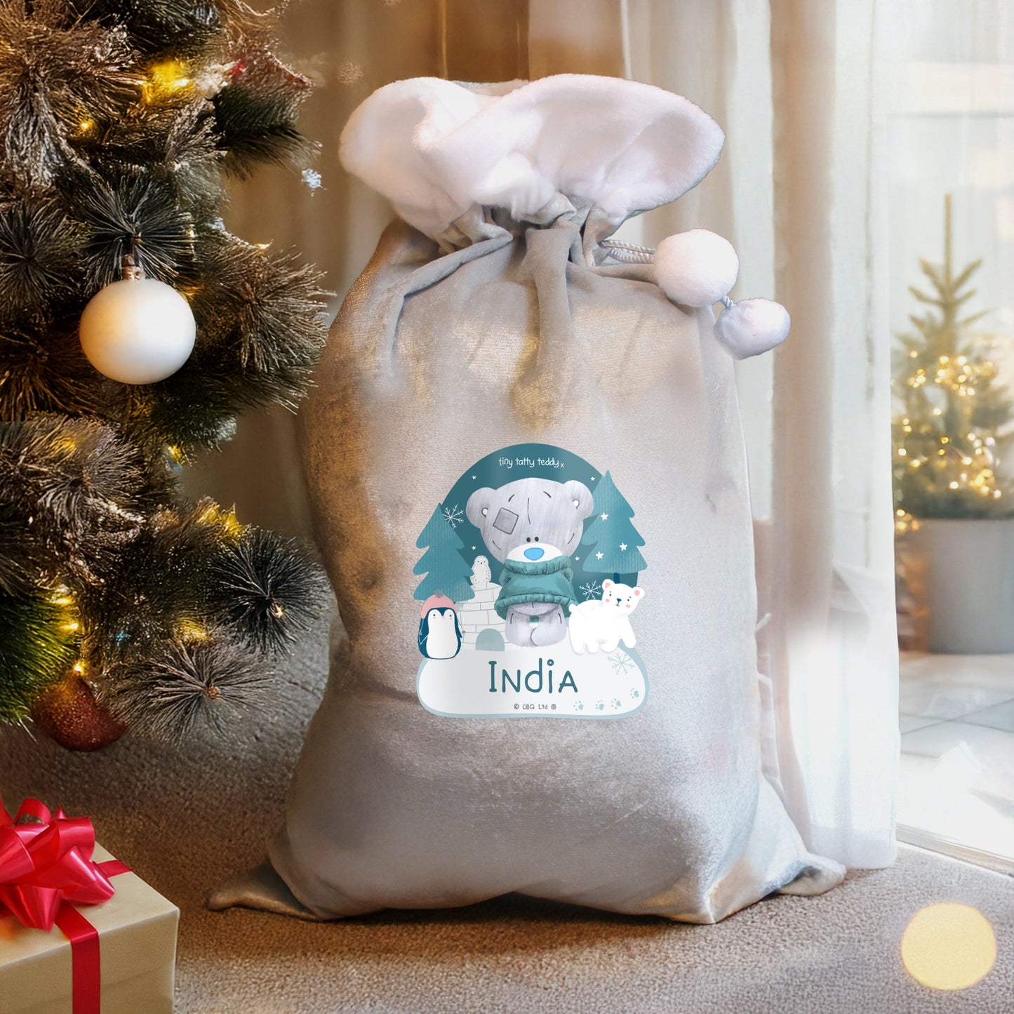 Personalised Winter Explorer Tiny Tatty Teddy Pom Pom Sack: 2 - Christmas Sacks