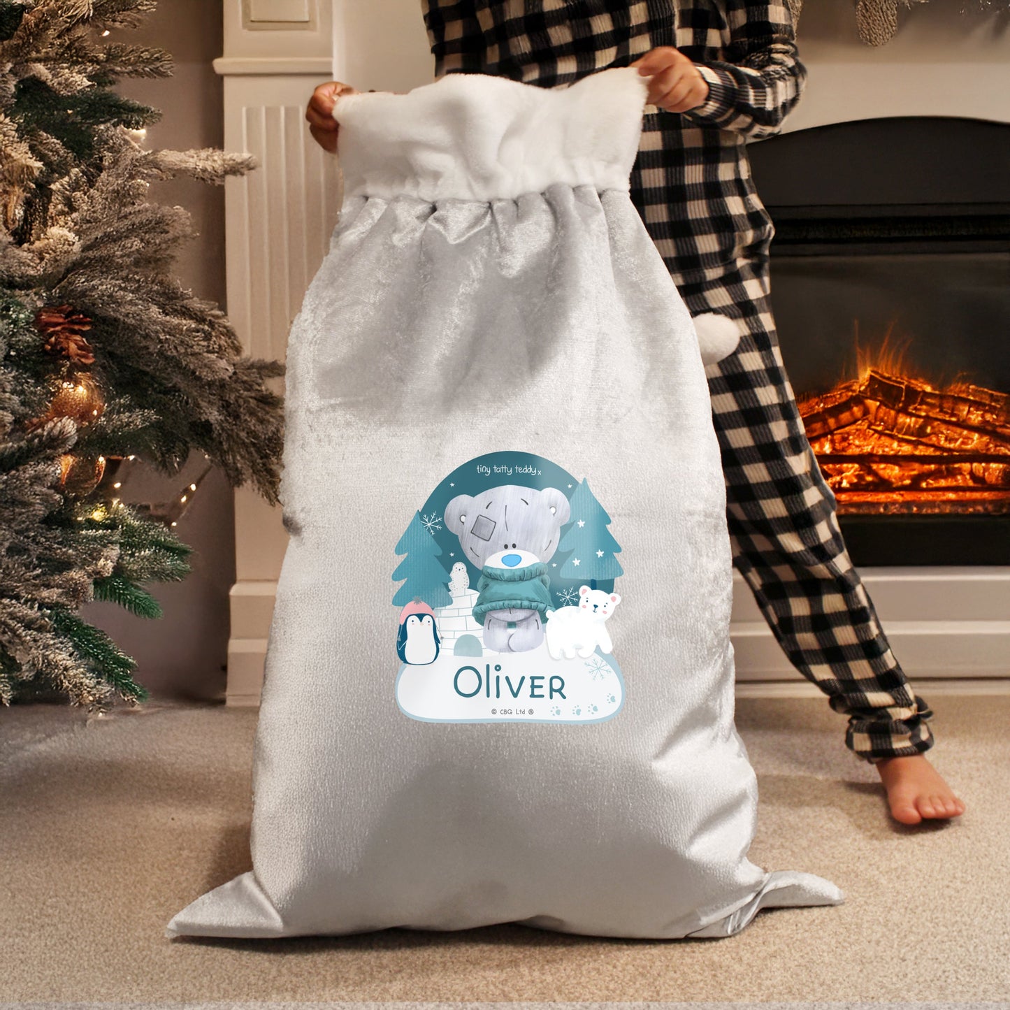 Personalised Winter Explorer Tiny Tatty Teddy Pom Pom Sack: 3 - Christmas Sacks
