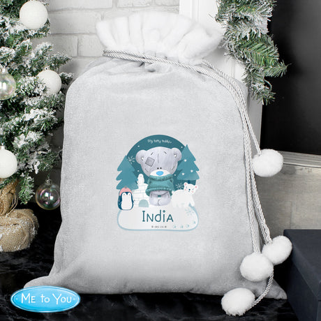 Personalised Winter Explorer Tiny Tatty Teddy Pom Pom Sack: 1 - Christmas Sacks