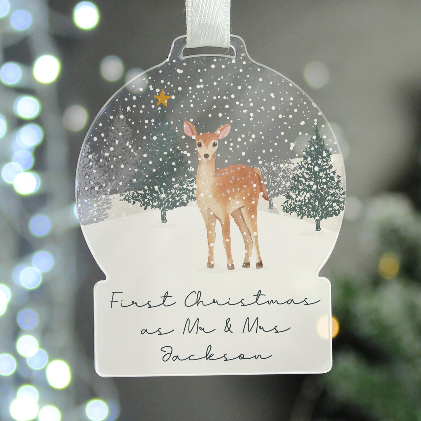 Personalised A Winter’s Night Acrylic Snowglobe Decoration: 6 - Christmas Decorations By Gift Moments
