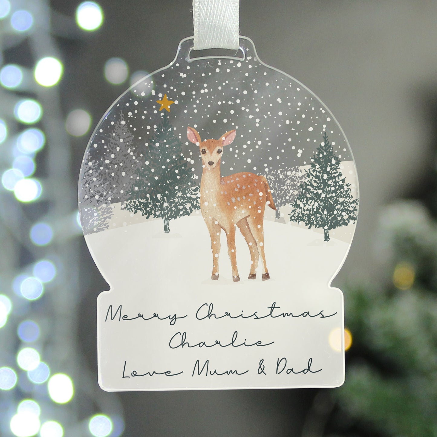 Personalised A Winter’s Night Acrylic Snowglobe Decoration: 3 - Christmas Decorations By Gift Moments