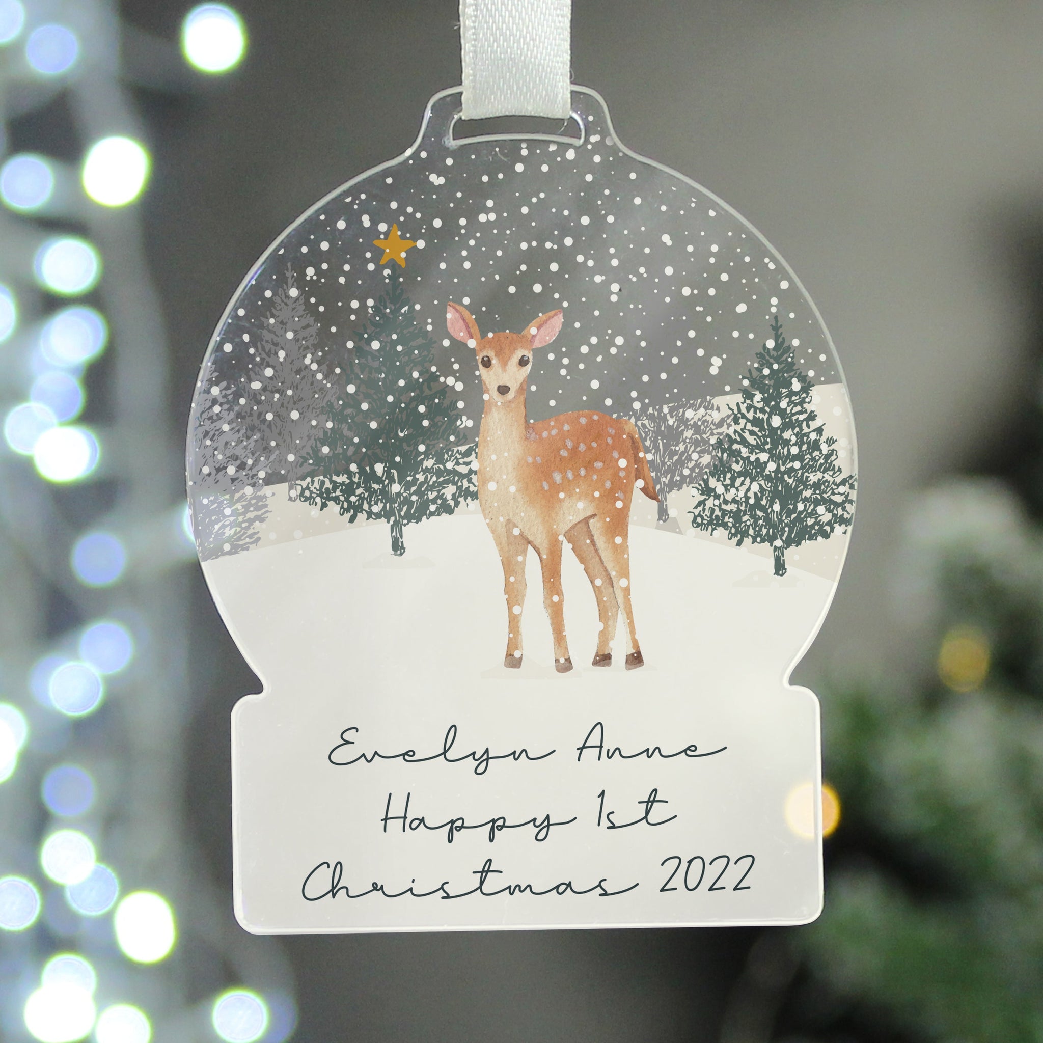 Personalised A Winter’s Night Acrylic Snowglobe Decoration: 2 - Christmas Decorations By Gift Moments