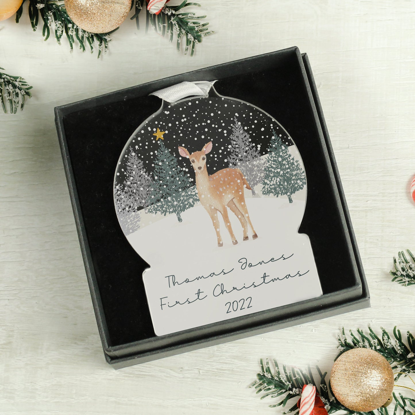 Personalised A Winter’s Night Acrylic Snowglobe Decoration: 1 - Christmas Decorations By Gift Moments