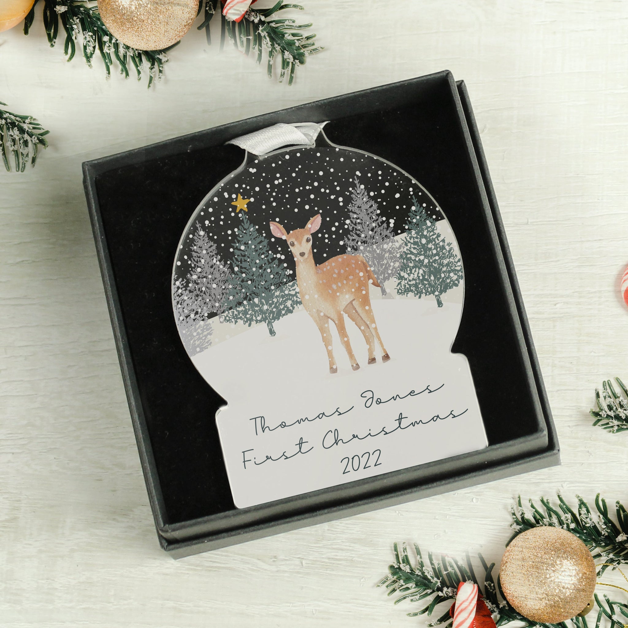 Personalised A Winter’s Night Acrylic Snowglobe Decoration: 1 - Christmas Decorations By Gift Moments