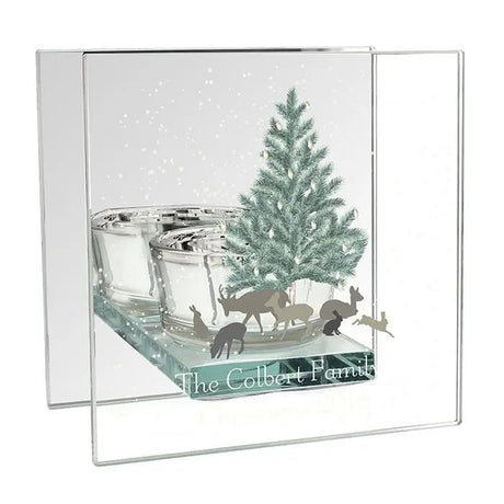 Personalised A Winter’s Night Mirrored Glass Tea Light Candle Holder: 2 - Candle Holders By Gift Moments