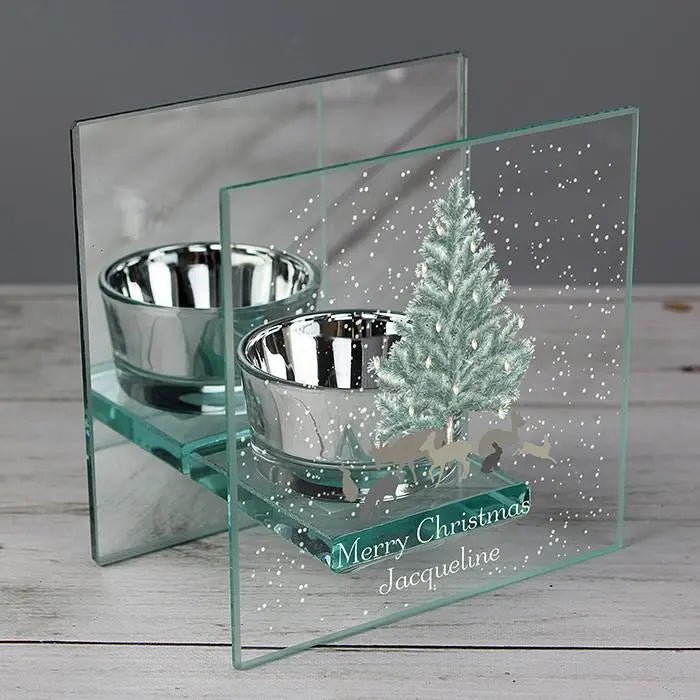 Personalised A Winter’s Night Mirrored Glass Tea Light Candle Holder: 3 - Candle Holders By Gift Moments