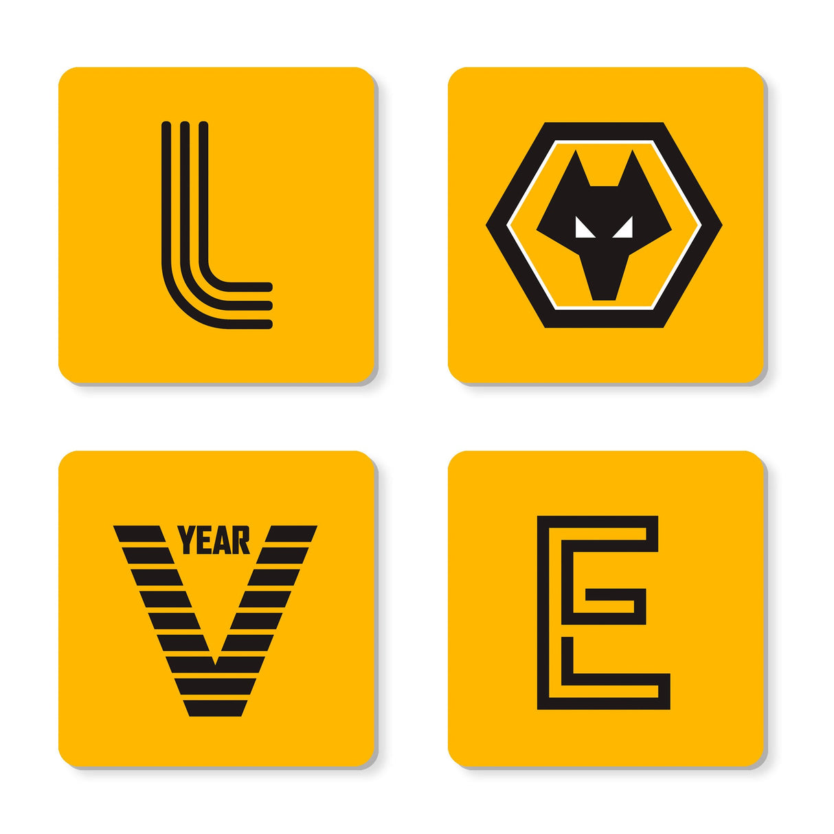 Personalised Wolverhampton Wanderers FC Love Coasters: 1 - Coasters By Wolverhampton Wanderers