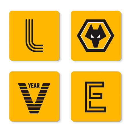 Personalised Wolverhampton Wanderers FC Love Coasters: 1 - Coasters By Wolverhampton Wanderers