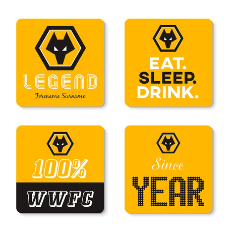 Personalised Wolves FC Coasters: 1 - Coasters By Wolverhampton Wanderers