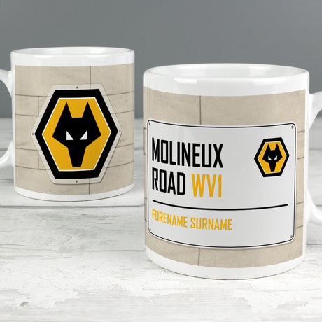 Personalised Wolves FC Street Sign Mug: 1 - Mugs By Wolverhampton Wanderers