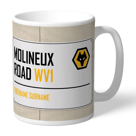 Personalised Wolves FC Street Sign Mug: 4 - Mugs By Wolverhampton Wanderers