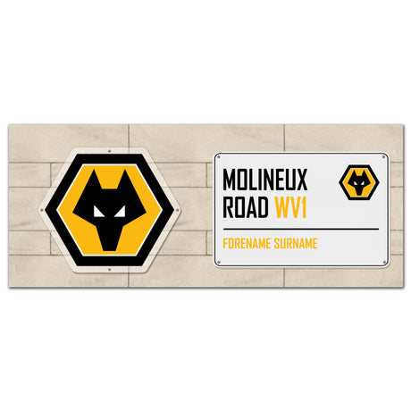Personalised Wolves FC Street Sign Mug: 3 - Mugs By Wolverhampton Wanderers
