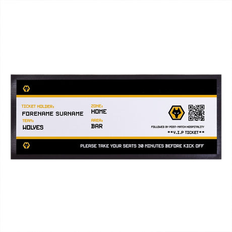 Personalised Wolves FC Ticket Bar Runner: 1 - Barware By Wolverhampton Wanderers