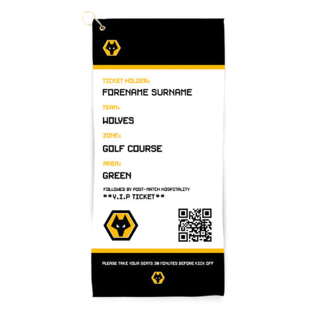 Personalised Wolves FC Ticket Golf Towel: 1 - Golf Towels By Wolverhampton Wanderers