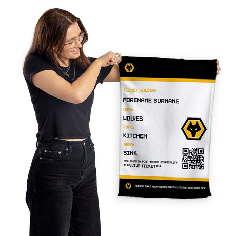 Personalised Wolves FD Ticket Tea Towel: 1 - Tea Towels By Wolverhampton Wanderers