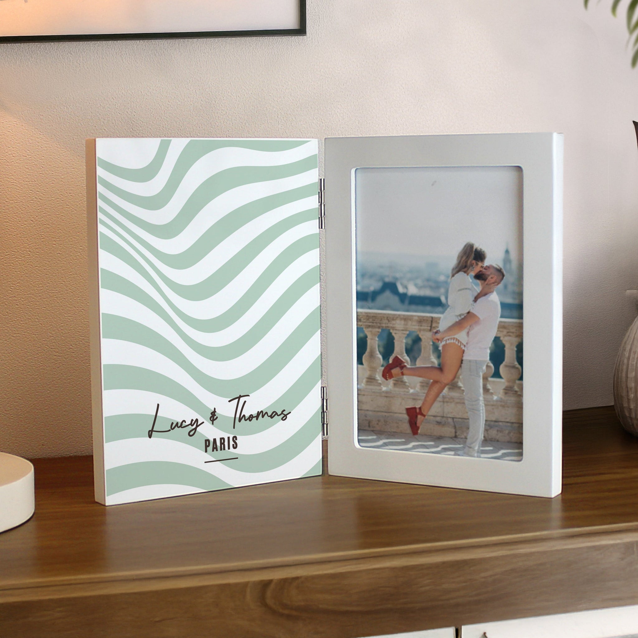 Personalised Wooden Hinged 6x4 Photo Frame: 3 - Photo Frames By Gift Moments