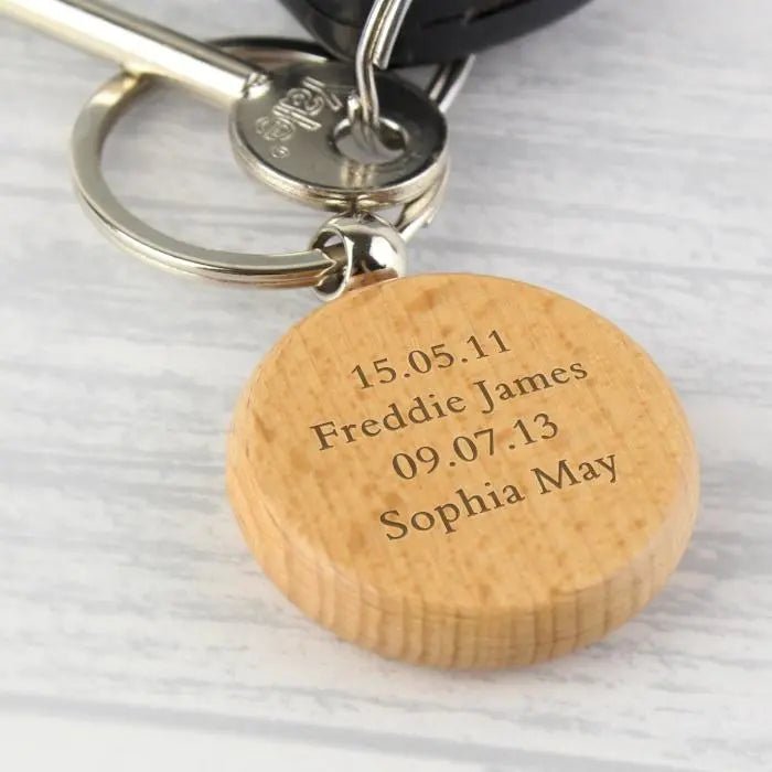 Personalised Wooden Keyring: 2 - Keyrings By Gift Moments