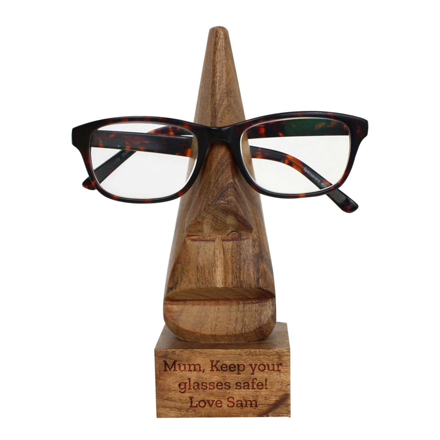 Personalised Wooden Nose-Shaped Glasses Holder: 4 - Keepsakes By Gift Moments