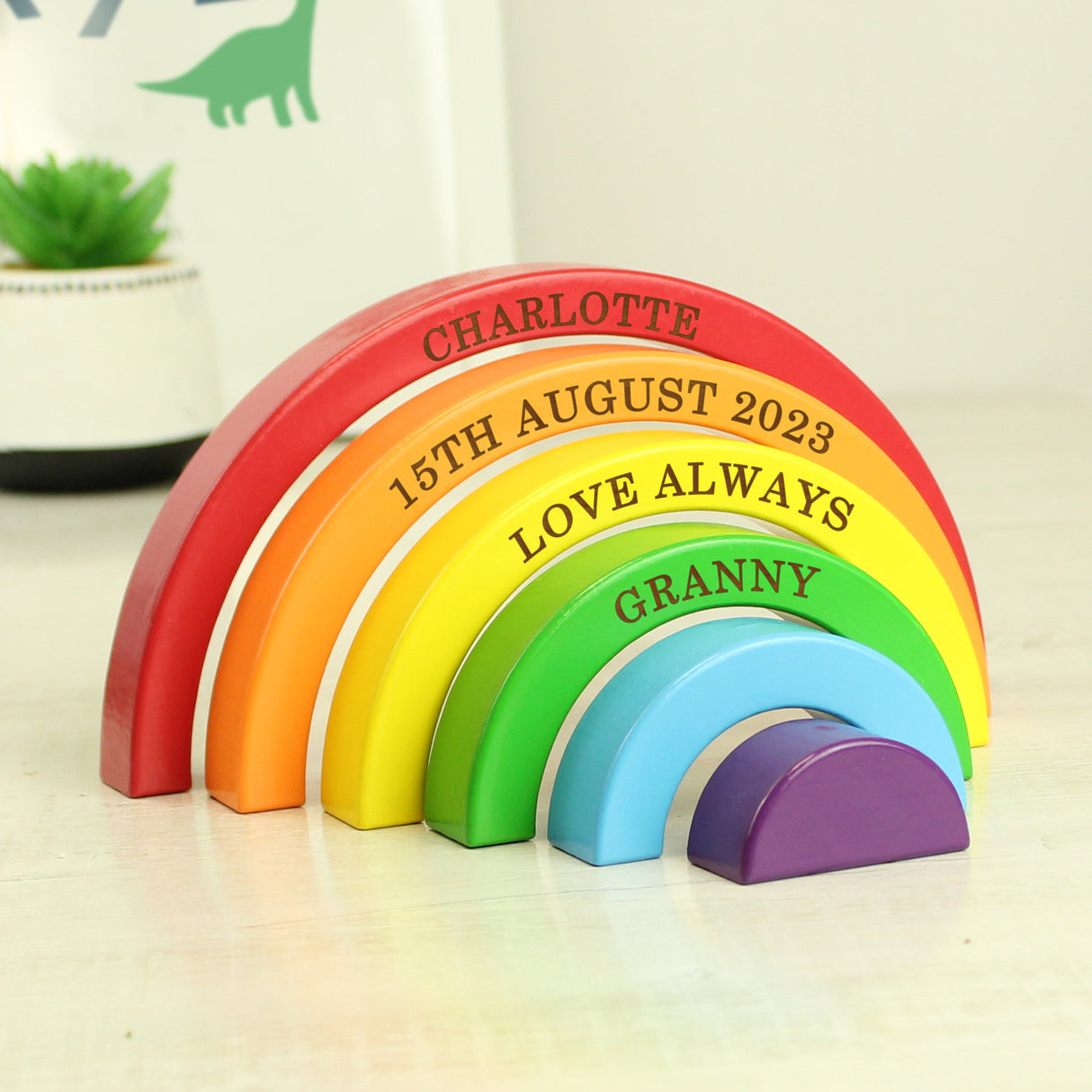 Personalised Wooden Rainbow Stacker: 8 - Toys By Gift Moments
