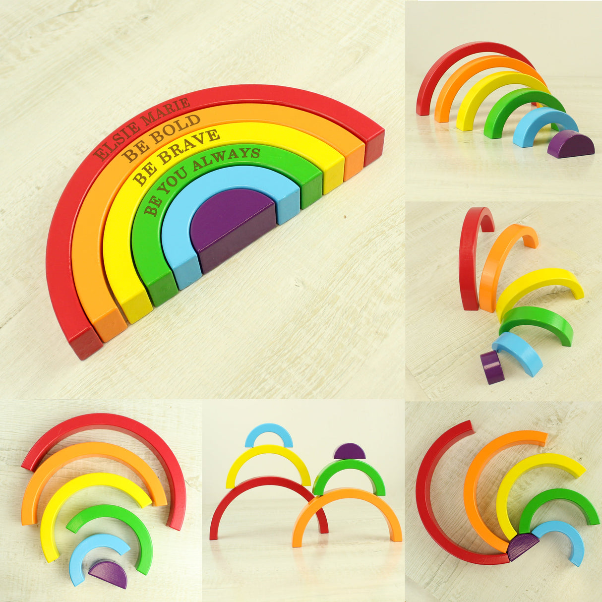 Personalised Wooden Rainbow Stacker: 3 - Toys By Gift Moments