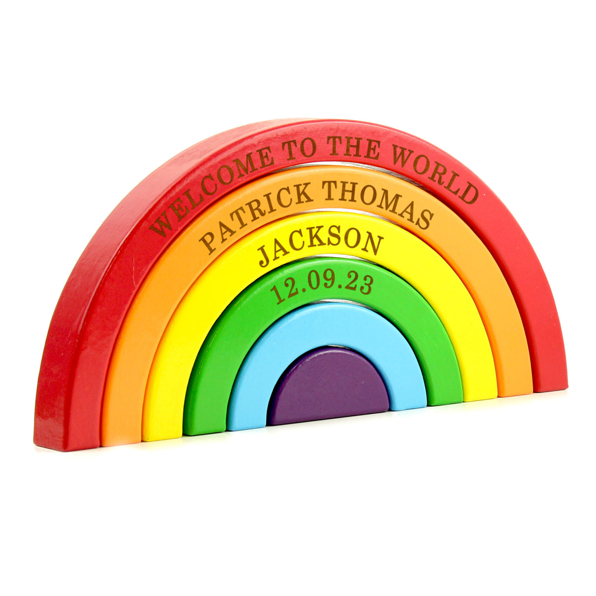 Personalised Wooden Rainbow Stacker: 5 - Toys By Gift Moments