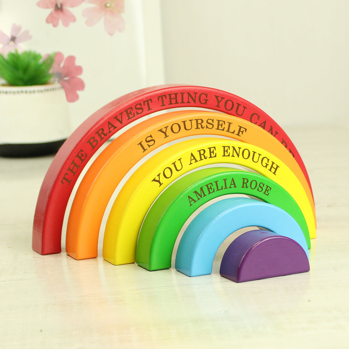 Personalised Wooden Rainbow Stacker: 4 - Toys By Gift Moments