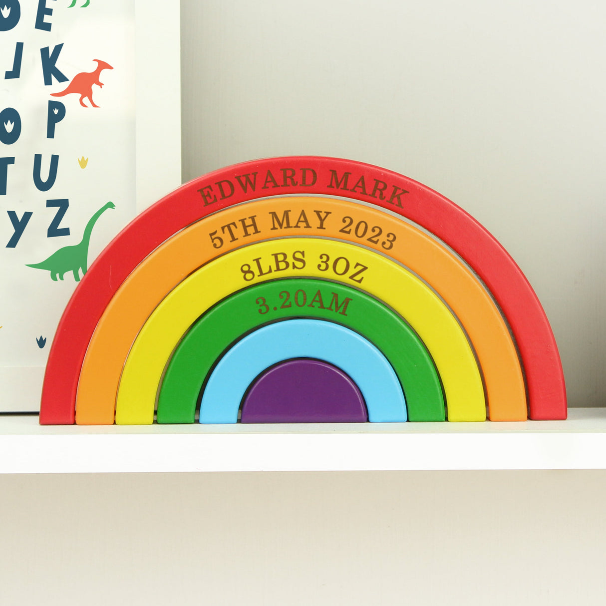 Personalised Wooden Rainbow Stacker: 2 - Toys By Gift Moments
