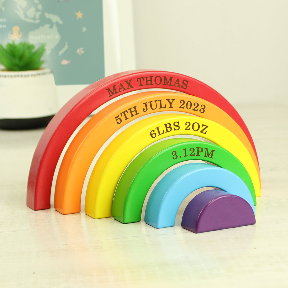 Personalised Wooden Rainbow Stacker: 1 - Toys By Gift Moments
