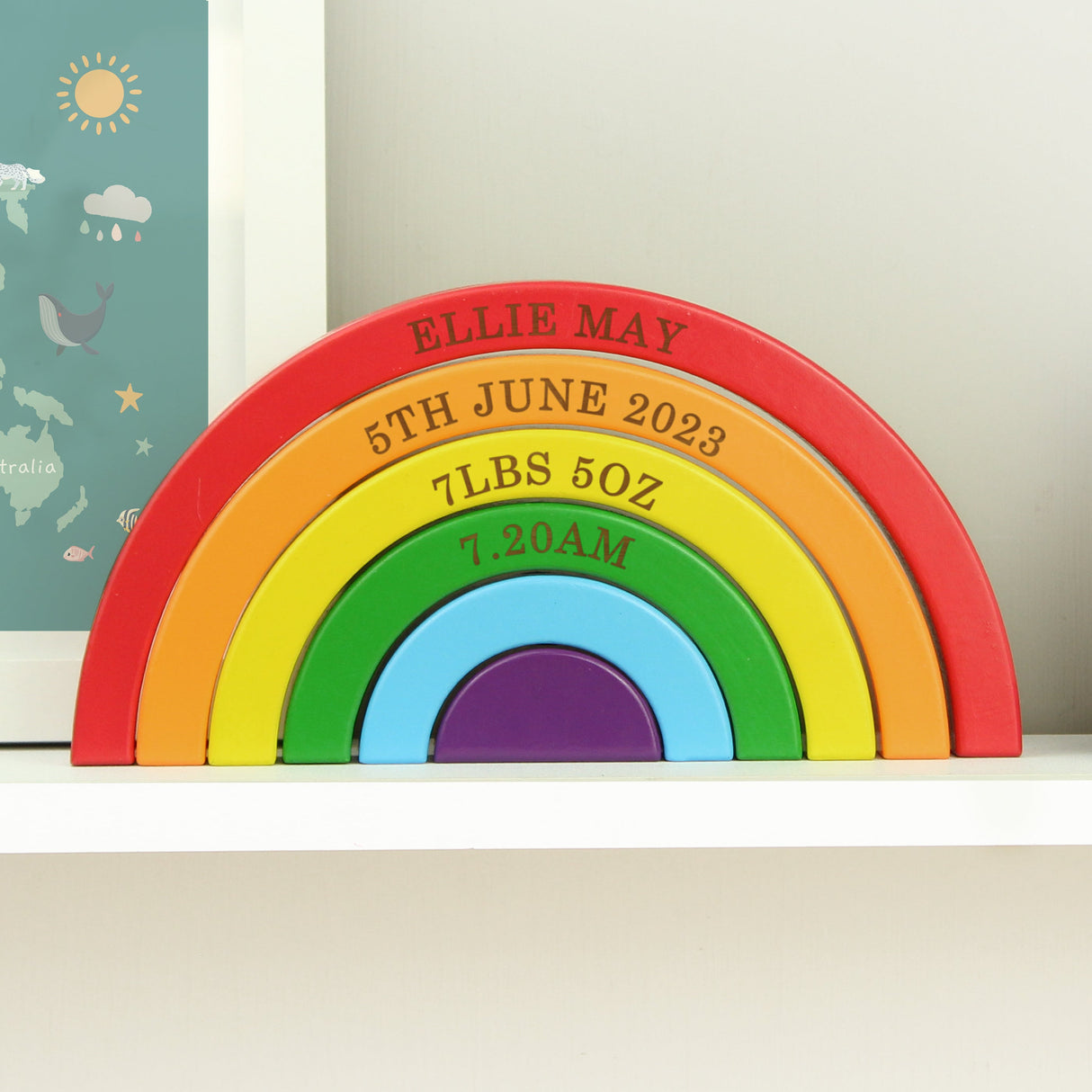 Personalised Wooden Rainbow Stacker: 7 - Toys By Gift Moments
