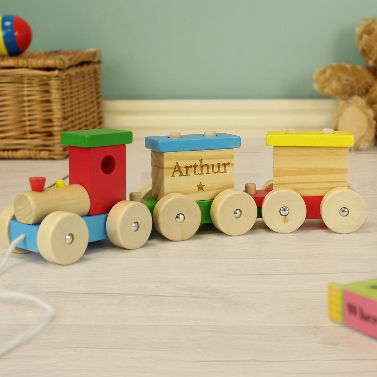 Personalised Wooden Toy Train: 5 Toys By Gift Moments