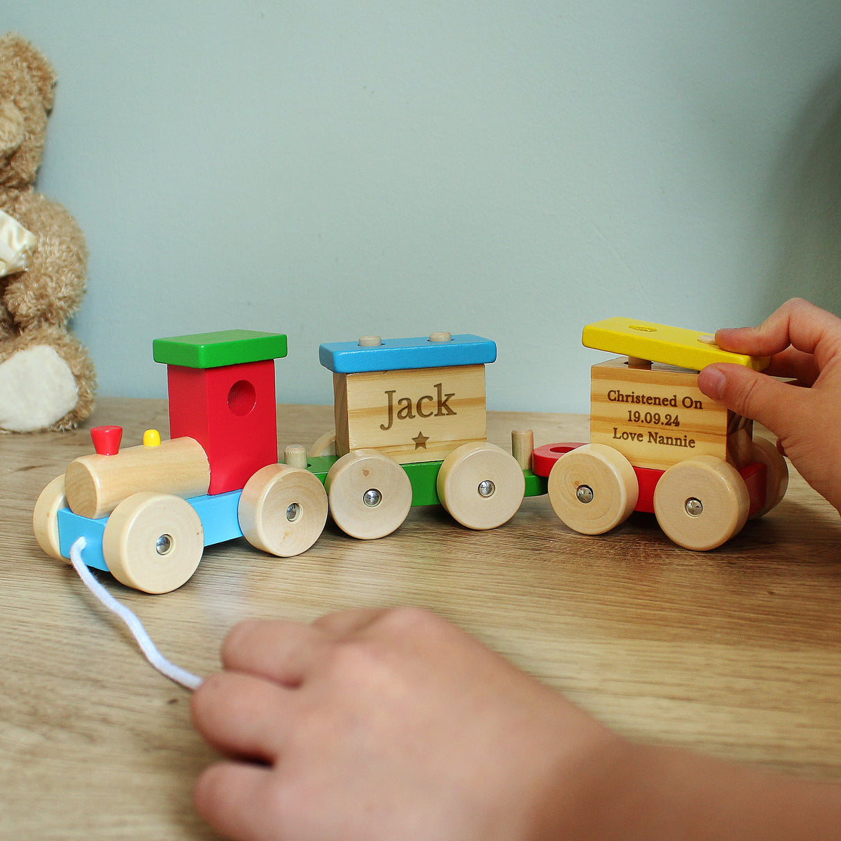Personalised Wooden Toy Train: 7 Toys By Gift Moments
