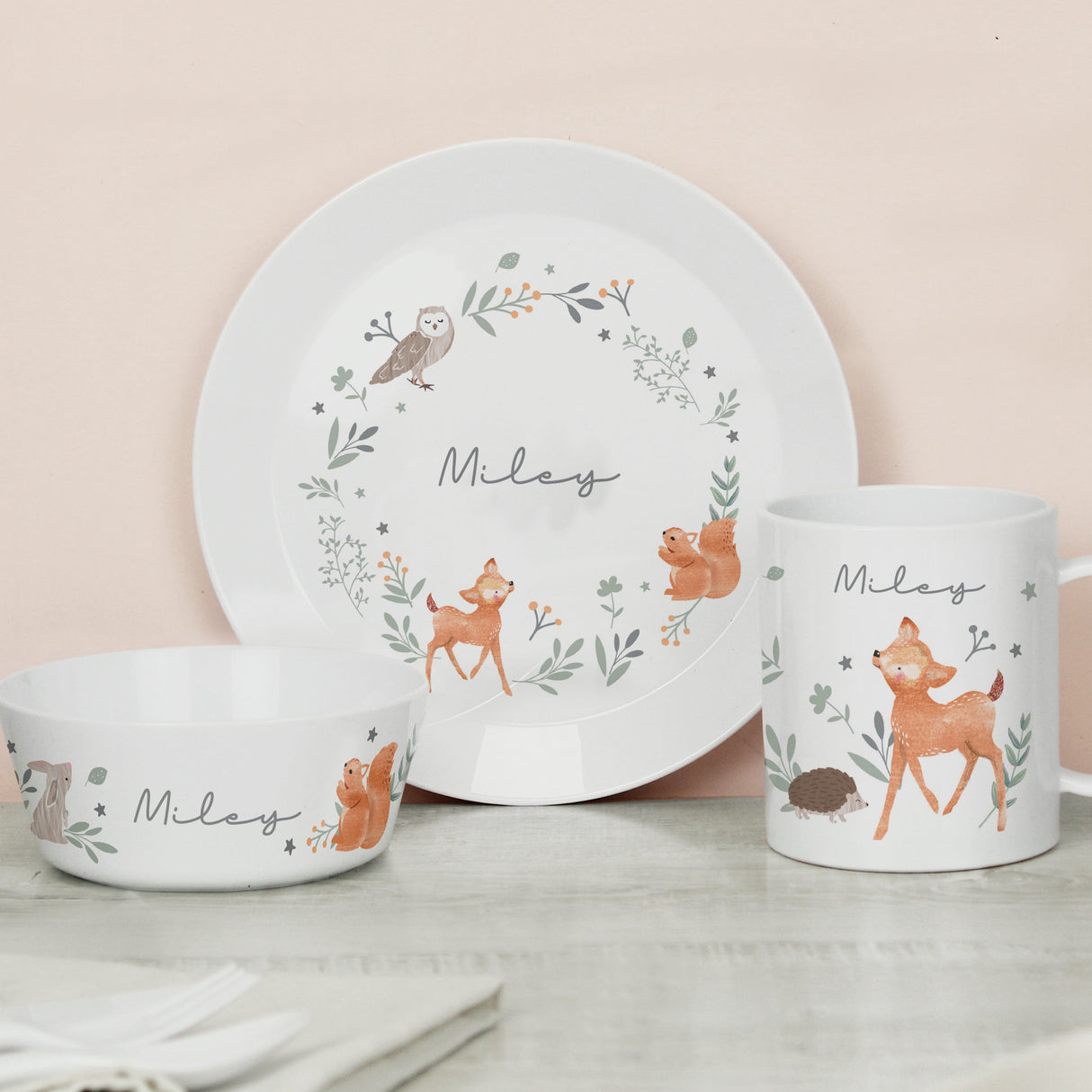 Personalised Woodland Animals Bowl: 4 - Bowls By Gift Moments