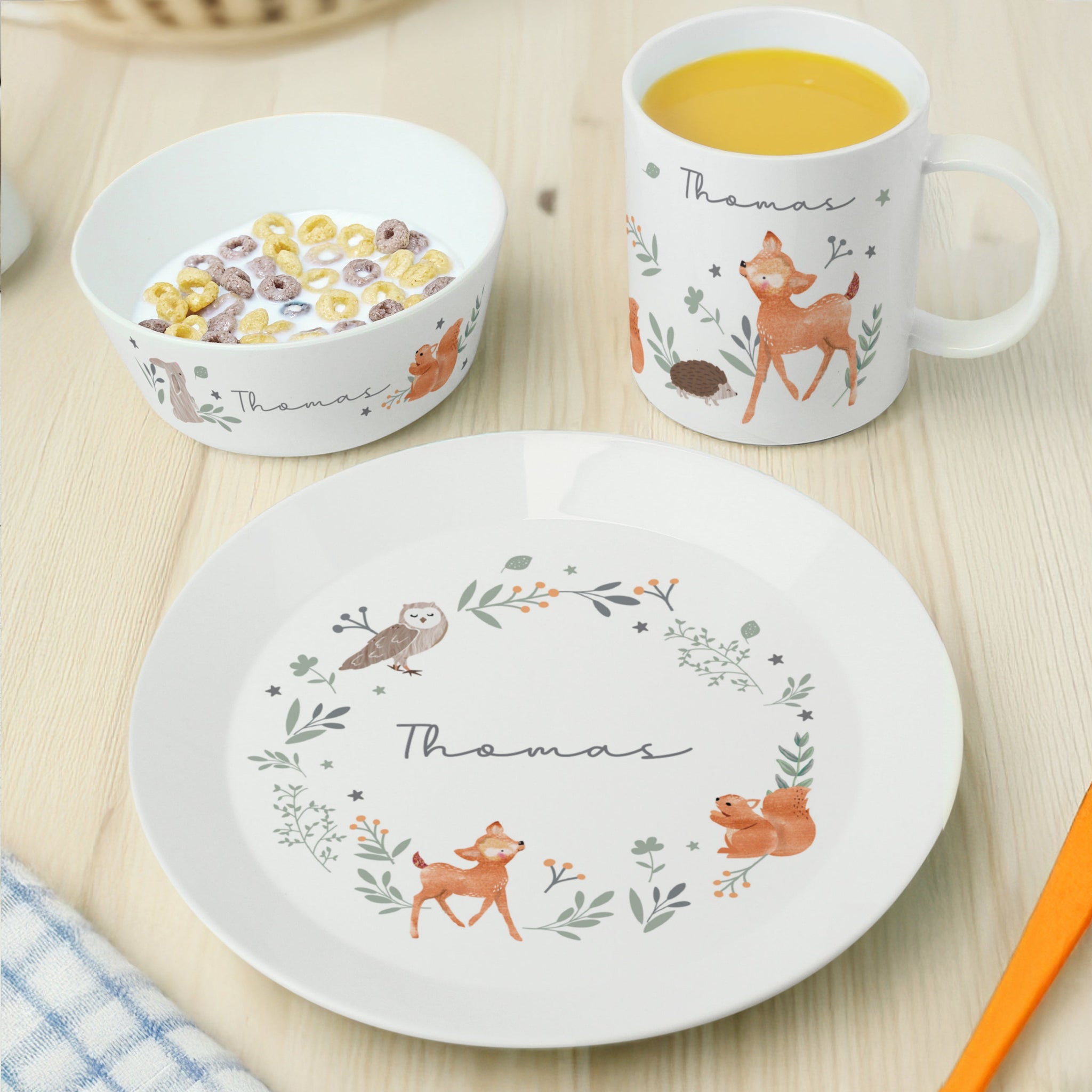 Personalised Woodland Animals Breakfast Set: 1 - Tableware By Gift Moments