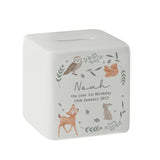 Personalised Woodland Animals Ceramic Square Money Box: 6 - Money Boxes By Gift Moments