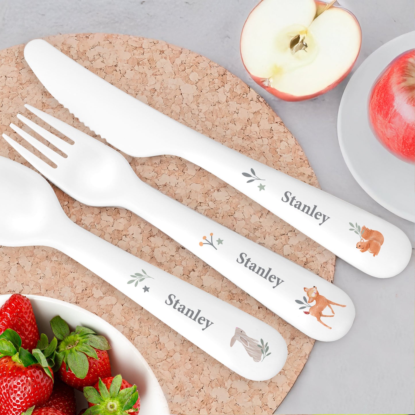 Personalised Woodland Animals Cutlery: 1 - Cutlery Sets By Gift Moments