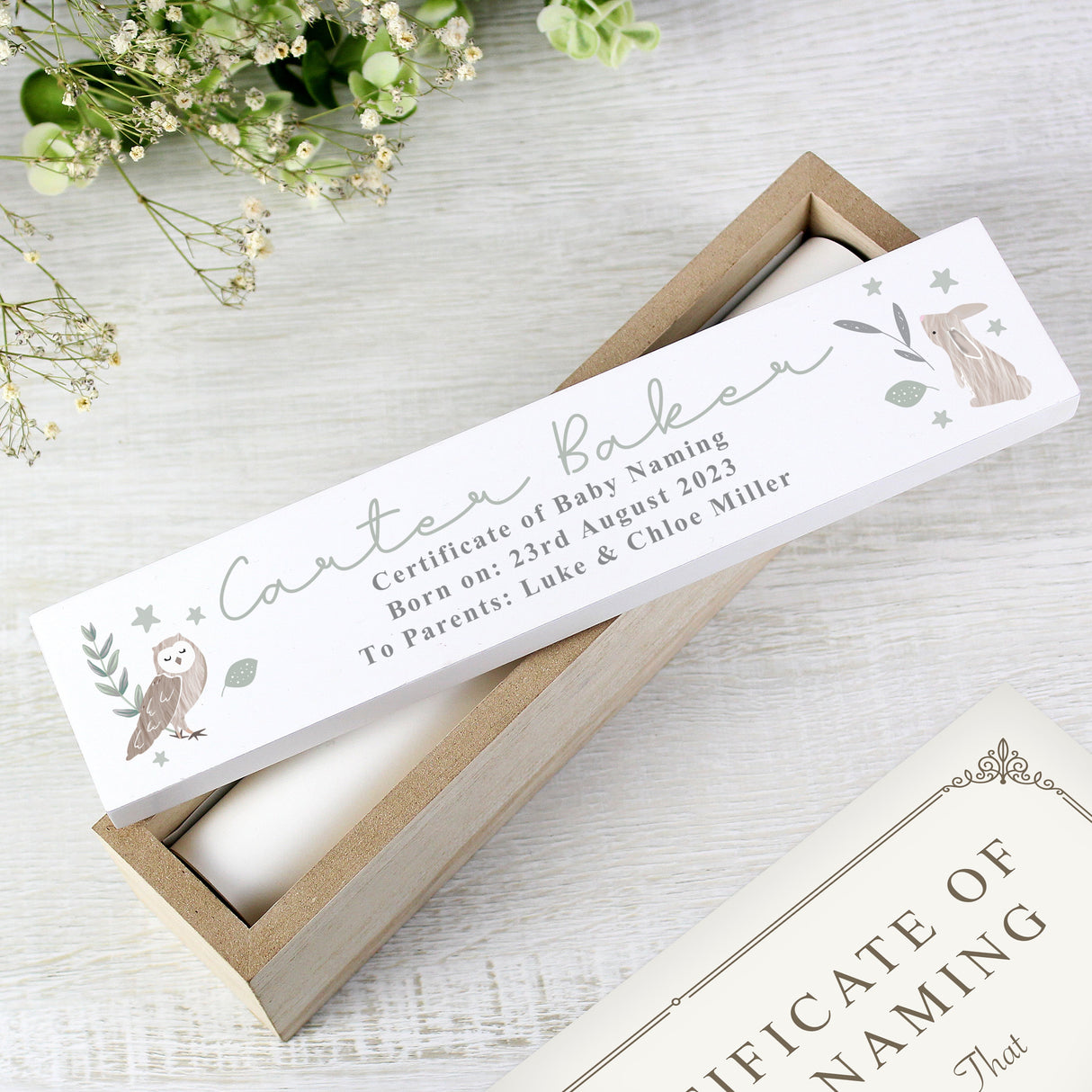 Personalised Woodland Animals Wooden Certificate Holder: 1 - Certificate Holders By Gift Moments